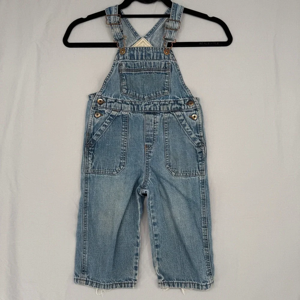 Genuine Kids from OshKosh Toddler‎ Boys Blue Denim Overalls Size 2T Medium Wash